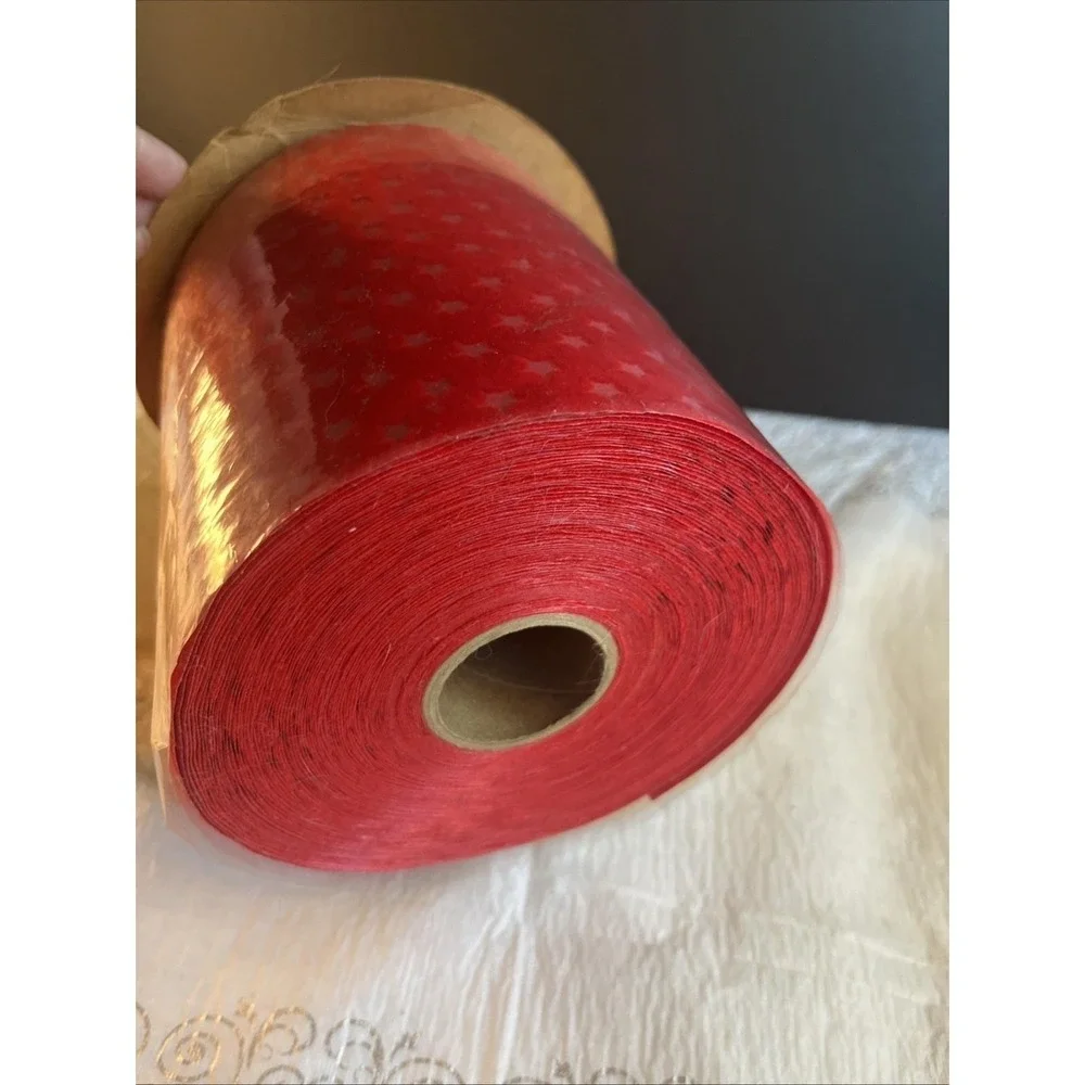 Vintage Berwick Red Velvet Red Star Embossed Floral Craft Ribbon 6